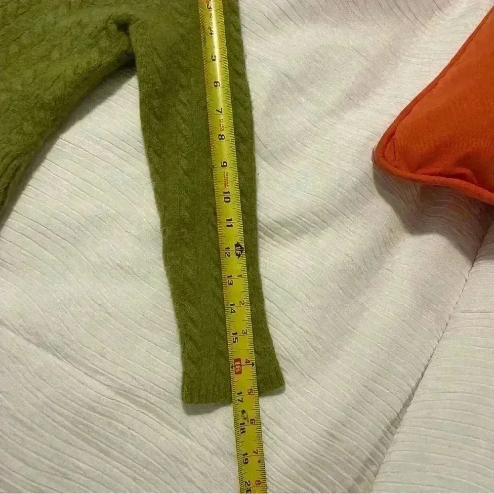 Talbots Sweater Youth Girls L Green Long Sleeve Lambswool Cashmere Button-up